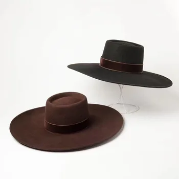01912-HH8168b Новая осенне-зимняя шерстяная однотонная модная шляпа fedoras в стиле Шоу, мужская женская джазовая панама