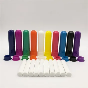 100 компл./лот цветные пустые носовые ингаляторы для ароматерапии, пустые палочки для назальных ингаляторов для эфирного масла (хлопковые фитили 51 мм)