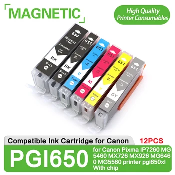 12X PGI650 CLI651 Совместимый чернильный Картридж для Canon Pixma IP7260 MG5460 MX726 MX926 MG6460 MG5560 принтер pgi650xl с чипом
