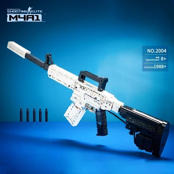 1988PCS M4A1 Стреляющий Электрический Повторяющийся Блок Пистолет Пуля Военные Строительные Блоки Ww2 Сборка Пистолет Игрушки Модель Для Детей