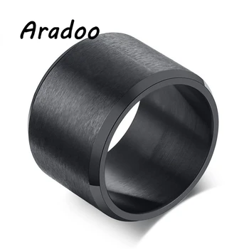ARADOO 15 мм из титановой стали, простое черное матовое модное мужское кольцо, повседневное спортивное кольцо