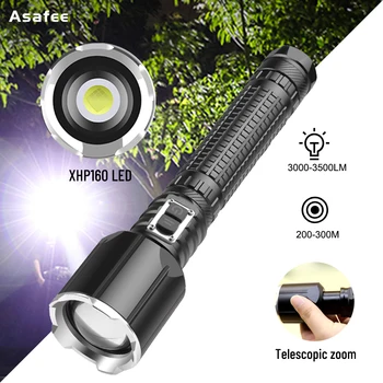 Asafee XHP160 С сильным Светом, светодиодный фонарик, USB Перезаряжаемая лампа для ночной езды, Рабочая палатка, фонарь