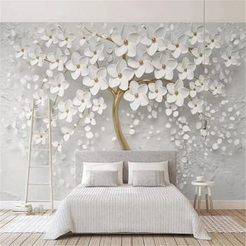beibehang изготовленная на заказ шелковая бумага белого дерева papel de parede 3d TV по контракту большая настенная бумага для домашнего декора