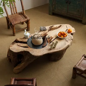 cqy, тихий стиль, Чайный столик из массива дерева, Балконный Чайный столик, Журнальный столик в стиле Ретро, Оригинальный столик для двора, Подверженный экологическим воздействиям