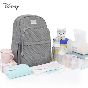 Disney Однотонный Рюкзак для подгузников, сумка для подгузников для беременных, сумка для ухода за ребенком, Изоляционные сумки для бутылочек для путешествий, Большой емкости