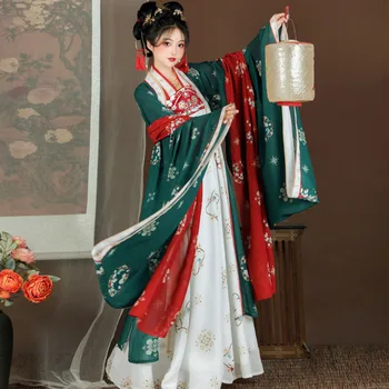 Hanfu женский взрослый большой повседневный сказочный летний антикварный комплект, китайское традиционное платье для девочек, сценическое представление