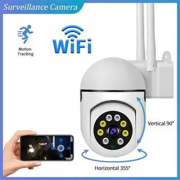 IP-камера 1080p WiFi, 4-кратный цифровой зум, камера наружного наблюдения, Цветное ночное видение, Мини-камера видеонаблюдения с искусственным интеллектом