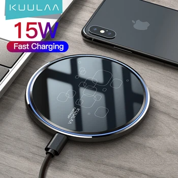 KUULAA 15 Вт Qi Беспроводное Зарядное Устройство Для Xiaomi Mi 9 Pro Зеркальная Беспроводная Зарядная Панель Быстрое Зарядное Устройство Для iPhone 11 X XS Max XR 8 Plus