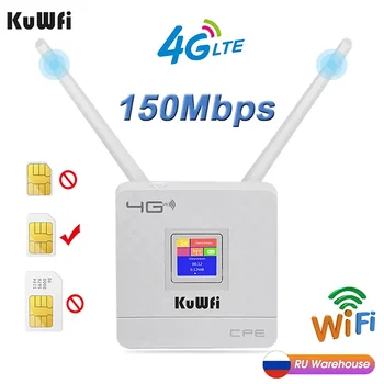 KuWFi 4G LTE CPE Wifi Маршрутизатор CAT4 150 Мбит/с Беспроводной Маршрутизатор Разблокированный 4G LTE SIM WiFi Маршрутизатор С внешней антенной WAN/LAN RJ45