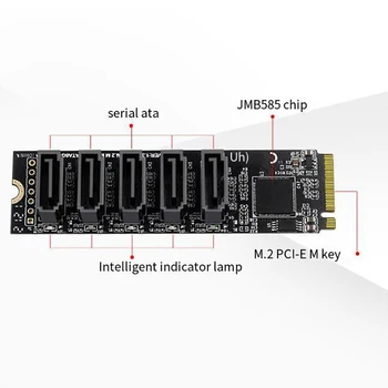 M.2 NGFF B-Key Sata-SATA 3 5-портовая карта расширения 6 Гбит/с Карта расширения JMB575 Поддержка чипсета SSD и HDD