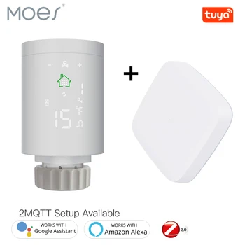 MOES ZigBee3.0 Привод радиатора Программируемый Термостатический клапан Tuya Регулятор Температуры 2MQTT Alexa Google Voice Smart App