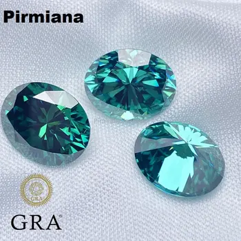 Pirmiana Ярко-зеленый Цвет, Муассанит Овальной формы, Зернистый Драгоценный камень для дизайна ювелирных изделий
