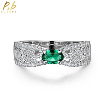PuBang Fine Jewelry из твердого стерлингового серебра 925 пробы, рубин/Зеленый драгоценный камень, Муассанит, Роскошное кольцо с бриллиантом для женщин, подарок, прямая доставка