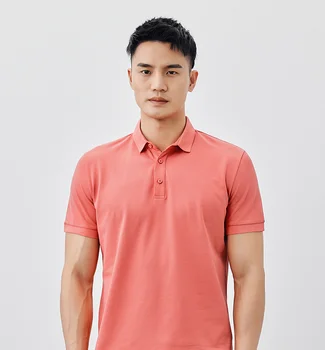 W4403 -Мужская повседневная рубашка поло с короткими рукавами, мужская летняя новая однотонная футболка с отворотом и короткими рукавами