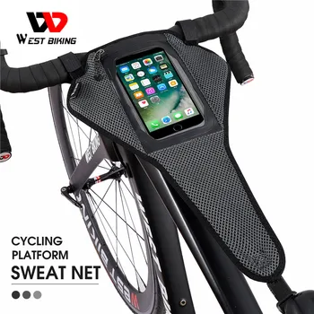 WEST BIKING Спортивные повязки для велосипедного тренажера с чехлом для телефона, защита для домашних упражнений, защита от пота, аксессуары для шоссейных велосипедов MTB