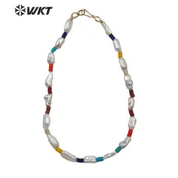 WT-JN113 WKT Ожерелье из натурального Жемчуга, ожерелье из жемчуга и камней в стиле барокко, Женское Модное ожерелье, ювелирный подарок для леди