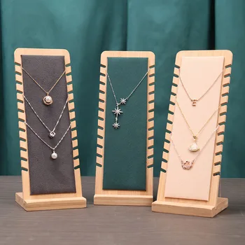 Бамбуковая подставка для ювелирных изделий, подставка для ожерелья, деревянный мольберт с несколькими колье, витрина, держатель для ожерелий