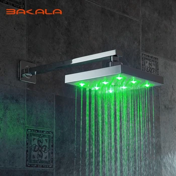 Бесплатная доставка BAKALA, новая светодиодная квадратная дождевая насадка для душа, душевая колонка для ванной комнаты без душевой рукоятки B-9002