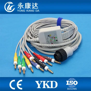 Бесплатная доставка!! Цельный ЭКГ-кабель Kenz (PC-104), 10 выводов, разъемные провода banana4.0 с сопротивлением 4,7 Ком