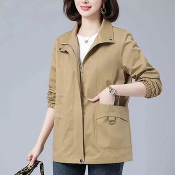 Весенне-Осенняя куртка 2023, Женская Новая Корейская Простая Повседневная ветровка, пальто 