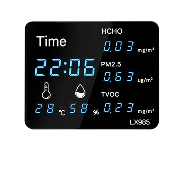 Детектор качества воздуха Газоанализатор PM2.5 LX985 Rongce PM2.5 Обнаруживает С дисплеем времени Цифровой термометр