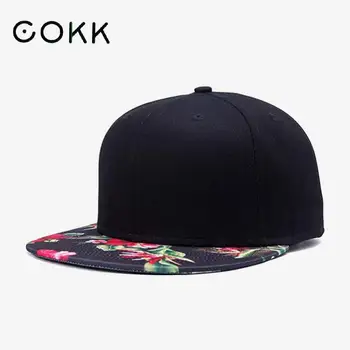 Женская бейсболка COKK в стиле хип-хоп, кепка с цветочным узором, прямые шляпы Snapback с полями Для мужчин, Черные бейсболки, мужские женские бейсболки