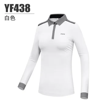 Женский топ для гольфа PGM с длинным рукавом, модная футболка, осенне-зимняя эластичная одежда с отворотом, холодная теплая одежда