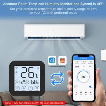 ЖК-экран с ИК-термостатом Tuya Smart WiFi, встроенный датчик температуры и влажности, работа с Google Home Alexa Smart Home