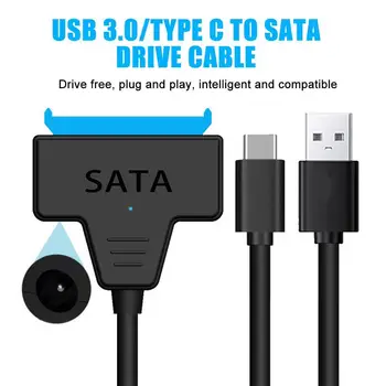 Кабель-адаптер USB 3.0/Type C для подключения к SATA Поддерживает 2,5-3,5-дюймовый кабель для внешнего жесткого диска SSD со светодиодным индикатором