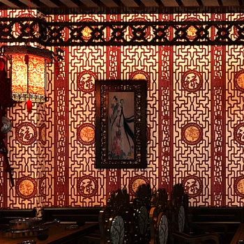 Китайские классические обои имитация резьбы по дереву, обои на оконное стекло, фон для гостиной, кабинета, утолщенные обои на стену