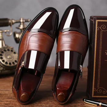 Классические деловые мужские модельные туфли Модные Элегантные официальные свадебные туфли Мужские офисные оксфорды без застежки для мужчин Черного цвета