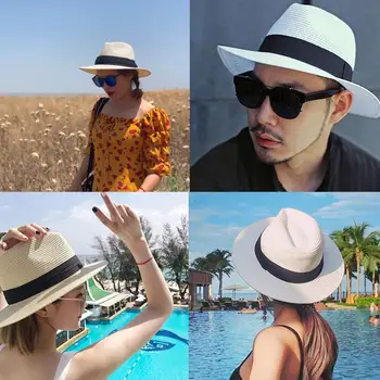 Летняя Шляпа Регулируемая Классическая Панама Ручной работы в Эквадоре Шляпы Для женщин Мужские Пляжные Соломенные шляпы для мужчин Уф