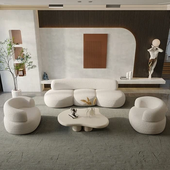 Механизм дивана в скандинавском стиле минималистичный, Роскошный изогнутый диван из овечьей шерсти, Комфортная мягкая мебель для гостиной Divani Soggiorno