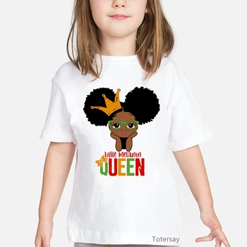 милая футболка с принтом меланиновой короны для маленьких девочек, кавайная детская одежда, футболки с рисунком для девочек от 2 до 12 лет, летние топы, футболка