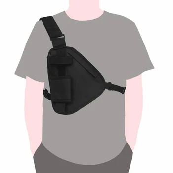 Мужская Повседневная Треугольная Носимая Спортивная Нагрудная сумка для рации, Регулируемый Ремень, полиэстер, Прочная Тактика, Практичная На открытом Воздухе
