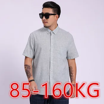 Мужские рубашки с коротким рукавом весом 85-160 кг, Большие размеры, повседневная Свободная рубашка Большого Размера, летние мужские топы