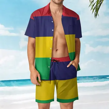 Мужской пляжный костюм с Флагом Маврикия, 2 предмета, брючный костюм высокого Качества для плавания, винтажный