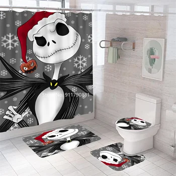 Мультфильм Диснея Хэллоуин, фигурка Тыквы с черепом, Водонепроницаемый, защищенный от плесени, Моющийся крючок, Занавеска для душа, Украшение ванной комнаты, Одеяло