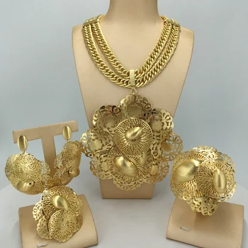 Новое смелое ювелирное изделие, ожерелье с большим цветком, Бразильский ювелирный набор для женщин, новобрачных, годовщина свадьбы, FHK13612