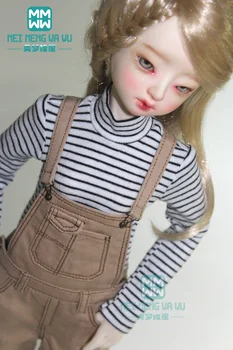 Одежда для куклы, размер 43 см, аксессуары 1/4 BJD, модная футболка в полоску, брюки с ремешком цвета хаки