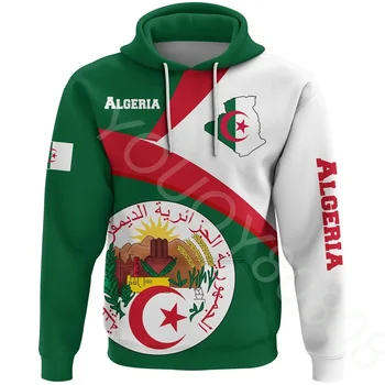 Осенне-зимний новый мужской свитер с картой флага Алжира, зеленый пуловер с 3D печатью, спортивная одежда в стиле ретро Харадзюку