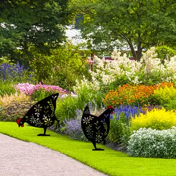 Пасхальный куриный дворик, искусство, сад, набор статуэток курицы, колья для газона на заднем дворе, декор для куриного двора, подарочные статуэтки петуха, украшение, орнамент