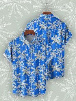Пляжная Гавайская Рубашка Мужская Мода 2023, Топы Оверсайз с коротким рукавом, Большие Размеры, Карманные Мужские Социальные Рубашки для Мужчин, Роскошные Блузки
