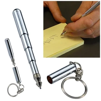 Портативная Эластичная шариковая ручка Телескопическая ручка из нержавеющей Стали, Металлическое кольцо для ключей, Инструменты, Школьные Канцелярские принадлежности