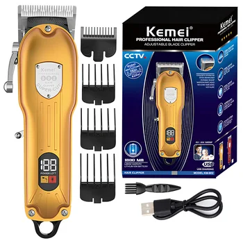 Профессиональная машинка для стрижки волос Kemei 802, Регулируемый Триммер для волос Для мужчин, Парикмахерская, Электрическая Машинка для стрижки Бороды, Перезаряжаемая
