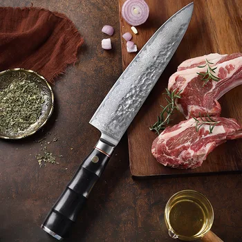 Профессиональный Кухонный Нож шеф-повара, Острый Нож из Дамасской стали, Овощной Японский Сантоку, Острый Мясницкий Костяной нож, Инструмент для приготовления пищи