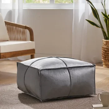Роскошная серая бархатная квадратная сумка-пуфик Neda Smoke серого цвета, идеально подходящая для гостиной и домашнего декора