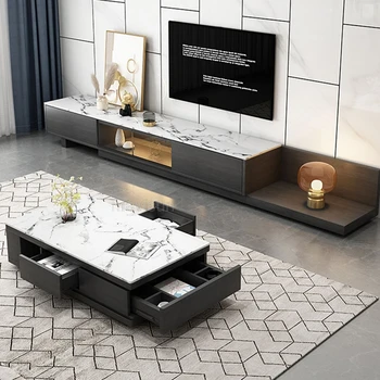 Современная Простая комбинация журнального столика и тумбы для телевизора в гостиной Из высококачественной итальянской минималистичной домашней мебели