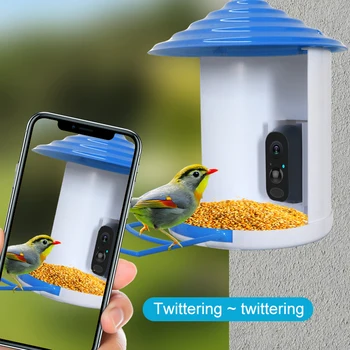 Солнечная Умная Кормушка для птиц с камерой 1080P HD Ночного видения, распознавание видов птиц с помощью искусственного интеллекта, Автоматическая камера для наблюдения за птицами
