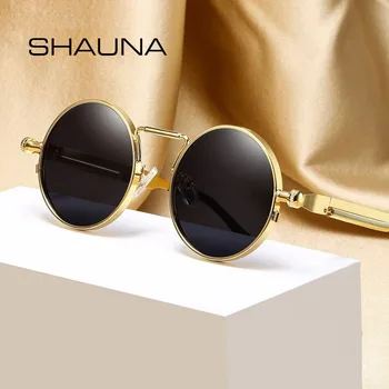 Солнцезащитные очки SHAUNA в стиле Ретро, Весна, панк, Модные Круглые Оттенки UV400